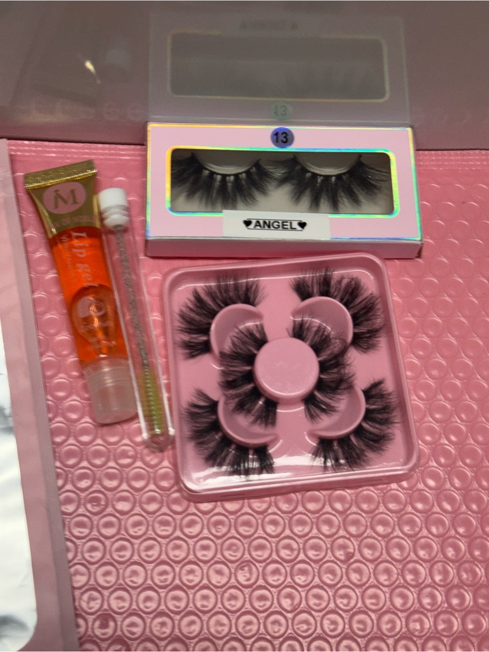 Angel Pink False Lash Set with Orange Adhesive Tube